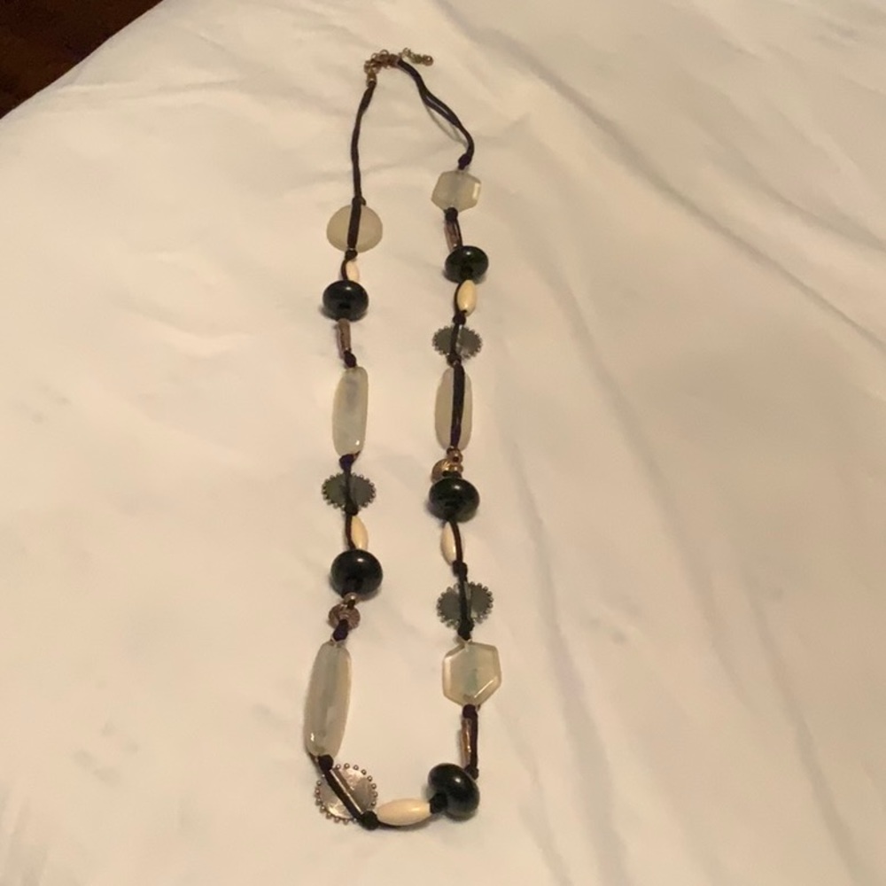 Long black and cream necklace